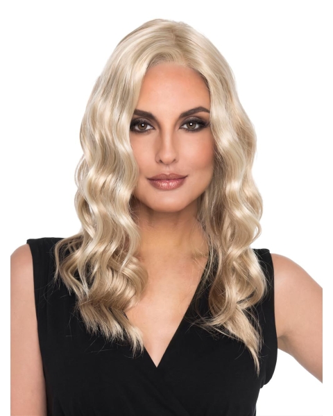 16" Curly Blonde Monofilament Wig Without Bangs