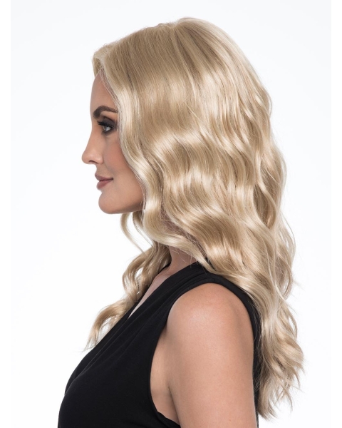 16" Curly Blonde Monofilament Wig Without Bangs