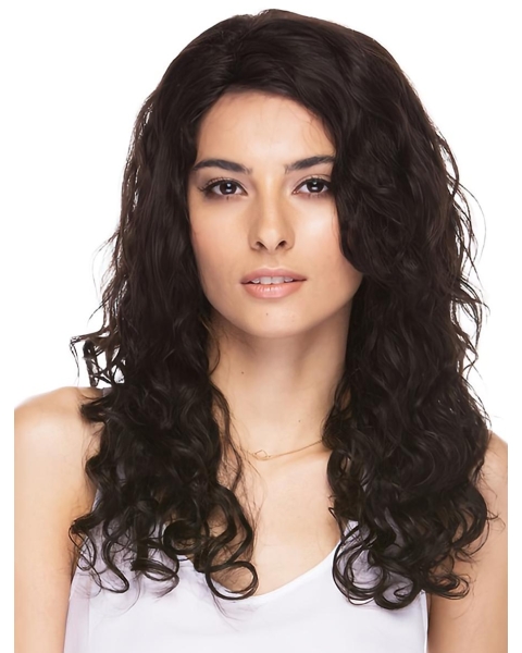 Fashionable Brown Curly Long Human Hair Wigs