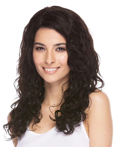 Fashionable Brown Curly Long Human Hair Wigs