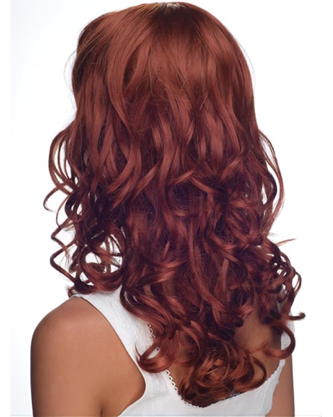 Mature Remy Human Hair Red Curly Long Wigs