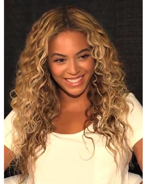 Beautiful Long Curly Blonde Without Bangs Beyonce Inspired Wigs