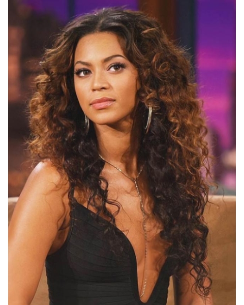 Beyonce Knowles Knock-out 100% Human Hair Long Curly Full Lace Wig about 22 Inches