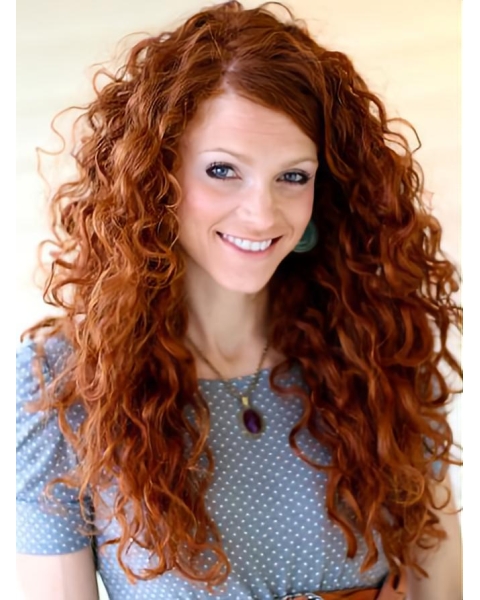 Long Curly Lace Front Copper Wigs 20 Inch