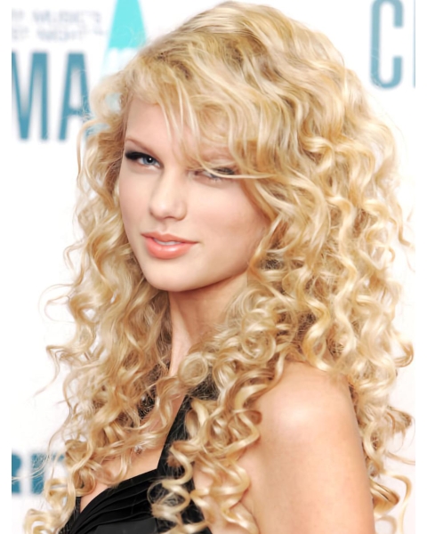 Fantastic Long Curly Blonde With Bangs Taylor Swift Inspired Wigs