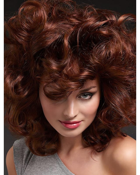 Perfect Auburn Long Curly Layered Beautiful Wigs