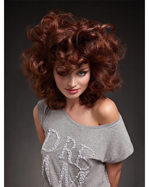 Perfect Auburn Long Curly Layered Beautiful Wigs