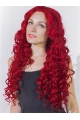 24 Inches Curly Long Lace Front Red Human Wigs