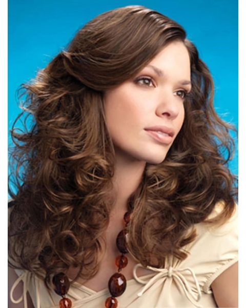 Lace Front Curly Synthetic Stylish Long Wigs