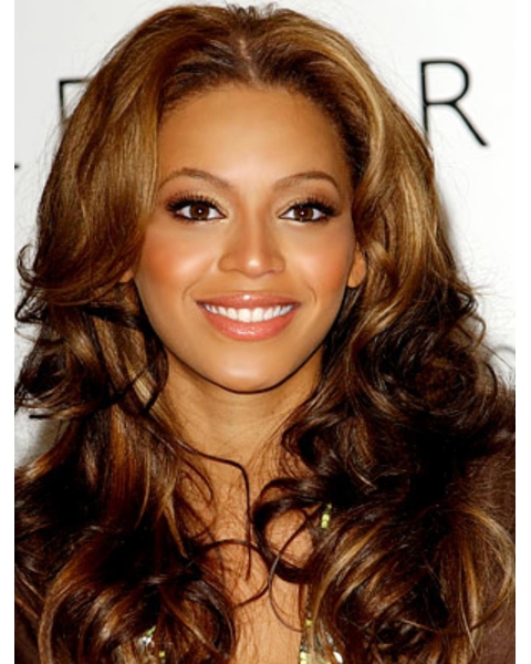 Fantastic Long Curly Brown Without Bangs Beyonce Inspired Wigs