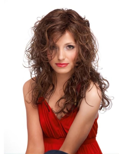 Auburn Layered Curly Refined Long Wigs