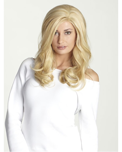 Blonde Curly Remy Human Hair Flexibility Long Wigs