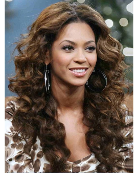 Beyonce Knowles Gypsy Style 100% Human Hair Long Curly Full Lace Wig about 20 Inches