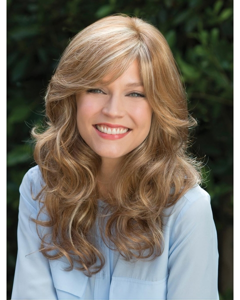 High Quality Long Curly Blonde With Bangs Perfect Wigs