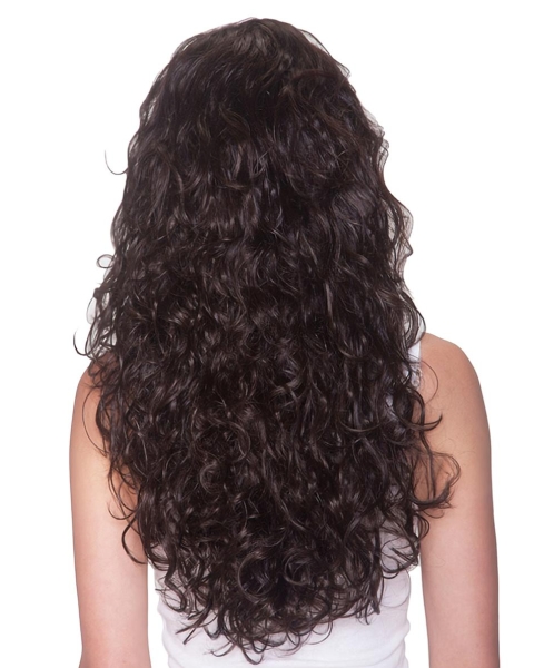 New Brown Curly Long Human Hair Wigs & Half Wigs