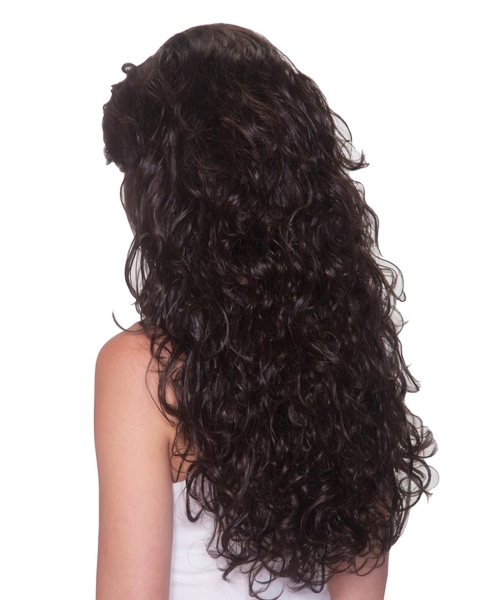 New Brown Curly Long Human Hair Wigs & Half Wigs