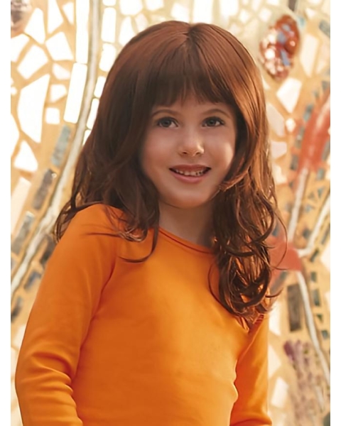 Easy Auburn Curly Long Kids Wigs