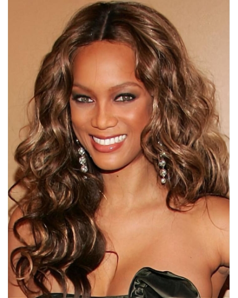 Tyra Banks Blooming Long Loose-curl Shag Lace Front Human Hair Wig 20 Inches