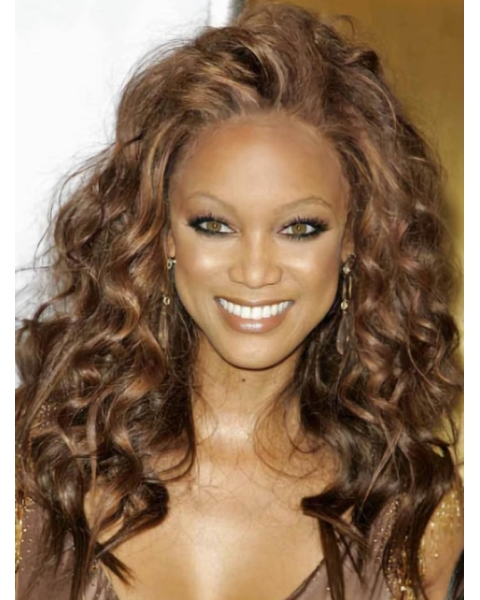 Tyra Banks Long Tight-curls Lace Human Hair Wig 18 Inches