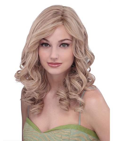 Fantastic Long Curly Blonde Without Bangs Fashional Wigs