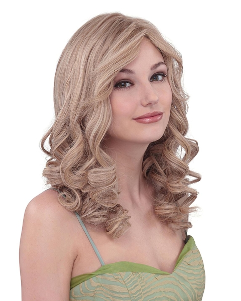 Fantastic Long Curly Blonde Without Bangs Fashional Wigs