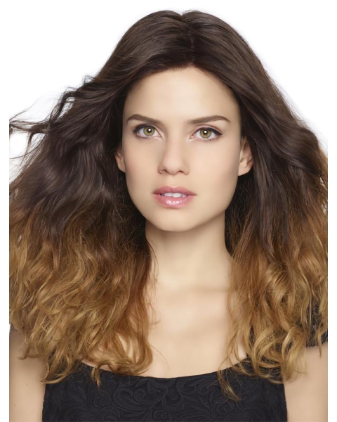 Fashional Brown Long Curly Without Bangs High Quality Wigs