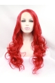 21" Curly Red Without Bangs Synthetic Lace Front Long Wigs