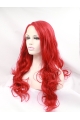 21" Curly Red Without Bangs Synthetic Lace Front Long Wigs