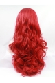 21" Curly Red Without Bangs Synthetic Lace Front Long Wigs