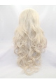 25" Curly Blonde Without Bangs Synthetic Lace Front Long Wigs