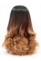 23" Curly Ombre/2 Tone Without Bangs Synthetic Lace Front Long Wigs