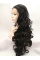 Without Bangs Black 28" Curly Long Lace Front Synthetic Wigs