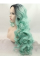 Without Bangs Ombre/2 Tone 26" Curly Long Lace Front Synthetic Wigs