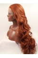 Without Bangs Orange 27" Curly Long Lace Front Synthetic Wigs