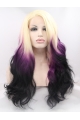 Synthetic Ombre/2 Tone 26" Curly Lace Front Without Bangs Long Wigs