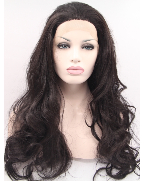 Synthetic Lace Front  Curly Black Without Bangs Long Women Wigs