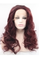 Synthetic Lace Front Curly Auburn Without Bangs Long  Women Wigs