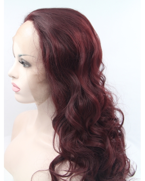 Synthetic Lace Front Curly Auburn Without Bangs Long  Women Wigs