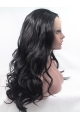  Good Black  Curly Without Bangs Lace Front Synthetic Long  Women Wigs