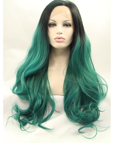 Beautiful Synthetic Curly Long Ombre/2 Tone Without Bangs  Lace Front Women Wigs