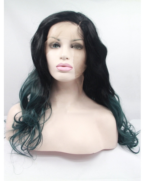 Synthetic Long Curly  Without Bangs Ombre/2 Tone Lace Front Wigs For Women