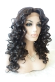 Beautiful Black Curly Without Bangs Shoulder Length Lace Front Synthetic Women Wigs