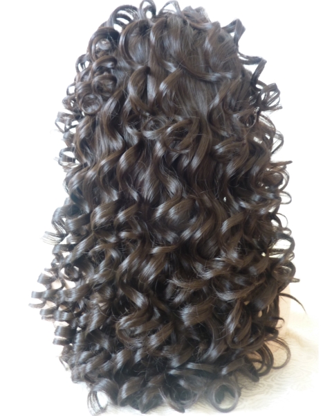 Beautiful Black Curly Without Bangs Shoulder Length Lace Front Synthetic Women Wigs