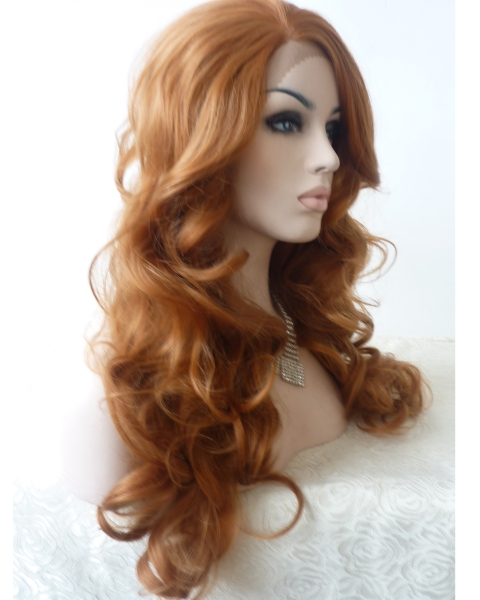 Without Bangs Curly Blonde Long Lace Front Synthetic Women Wigs