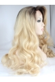  Curly Synthetic Blonde Without Bangs Lace Front Long Women Wigs