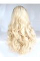  Curly Synthetic Blonde Without Bangs Lace Front Long Women Wigs