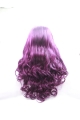  Curly Synthetic Purple Without Bangs Long Lace Front Women Wigs