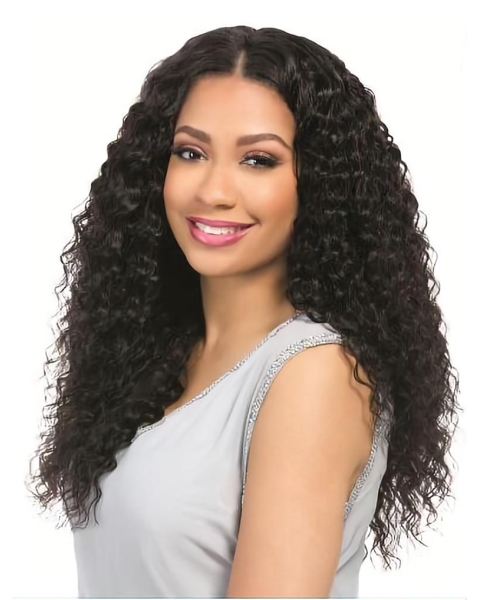 Black Curly Without Bangs Remy Human Hair 360 Lace Women Wigs