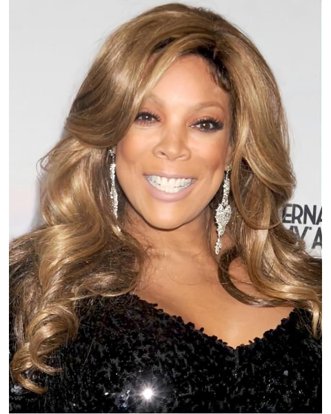 Curly Capless Long Blonde  Without Bangs Synthetic Women Wendy Williams Wigs