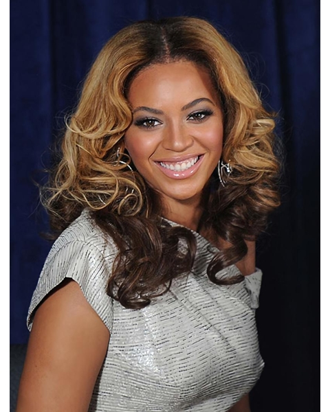  Curly Long Full Lace Without Bangs Ombre/2 Tone Synthetic Women Beyonce Wigs